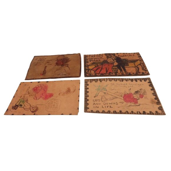 Vintage Leather Postcards With Humorous Illustrations and Quotes - Picture 10 of 10